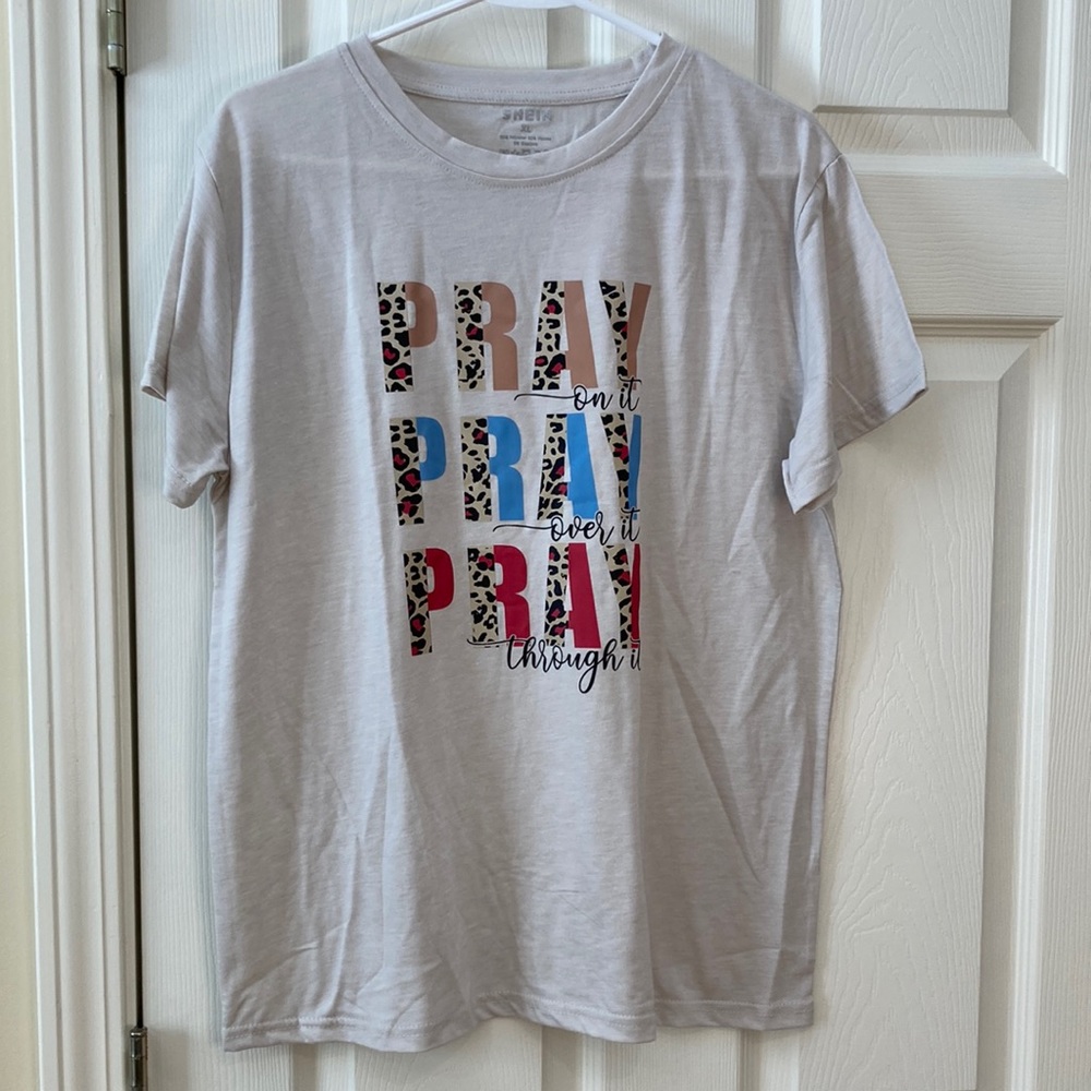 Pray On It, Pray Over It, Pray Through It Short Sleeve Shirt - NEW - Picture 2 of 3